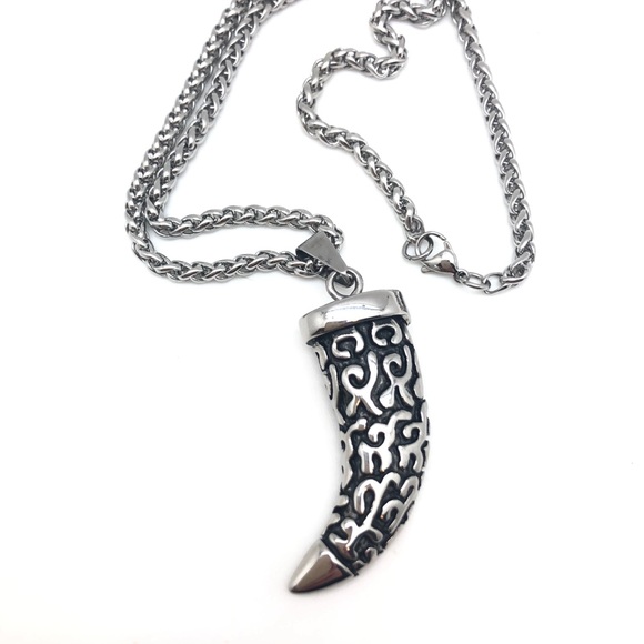 Large Stainless Steel Talon & Wheat Chain Necklace, NEW In Gift Box, Great Gift - Picture 3 of 6